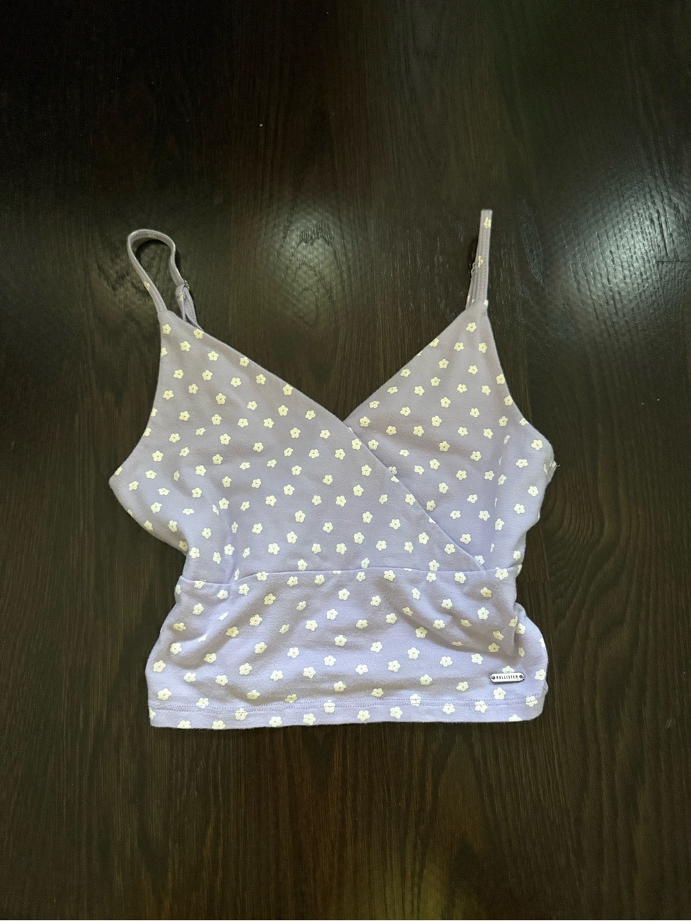 Hollister Ditsy Floral Lilac Purple Must-Have Crop Wrap Cami Cottagecore Crop